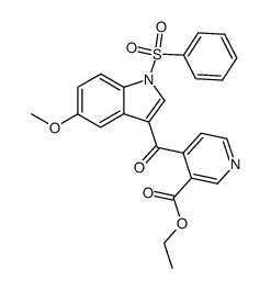 1-(phenylsulfonyl)-5-methoxyindol-3-yl 3-carbethoxy-4-pyridyl ketone结构式