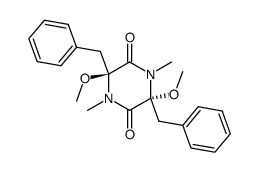 trans-3,6-dibenzyl-3,6-dimethoxy-1,4-dimethylpiperazine-2,5-dione结构式