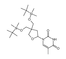 (+/-)-1-[4,4-bis-(t-butyldimethylsilyloxymethyl)tetrahydrofuran-2-yl]-thymine Structure