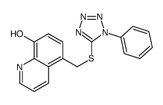 5-[(1-phenyltetrazol-5-yl)sulfanylmethyl]quinolin-8-ol结构式