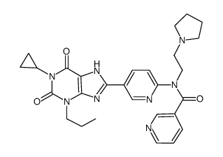 1-cyclopropyl-3-propyl-8-[6-(N-nicotinoyl-N-(2-[pyrrolidin-1-yl]ethyl)amino)-3-pyridyl]xanthine Structure
