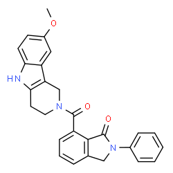 7-[(8-methoxy-1,3,4,5-tetrahydro-2H-pyrido[4,3-b]indol-2-yl)carbonyl]-2-phenyl-2,3-dihydro-1H-isoindol-1-one结构式