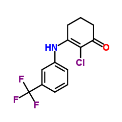2-Chloro-3-{[3-(trifluoromethyl)phenyl]amino}-2-cyclohexen-1-one结构式