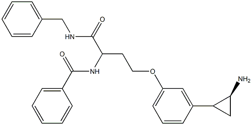 N-((S)-1-(benzylcarbamoyl)-3-(3-(2-aminocyclopropyl)phenoxy)propyl)benzamide Structure