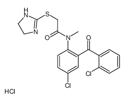 N-[4-chloro-2-(2-chlorobenzoyl)phenyl]-2-(4,5-dihydro-1H-imidazol-2-ylsulfanyl)-N-methylacetamide,hydrochloride结构式