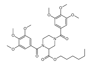 Hexyl 1,4-bis(3,4,5-trimethoxybenzoyl)-2-piperazinecarboxylate结构式