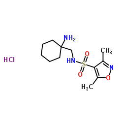 N-[(1-Aminocyclohexyl)methyl]-3,5-dimethyl-1,2-oxazole-4-sulfonamide hydrochloride (1:1) structure