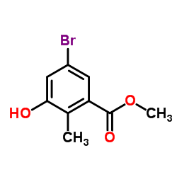 5-溴-3-羟基-2-甲基苯甲酸甲酯结构式