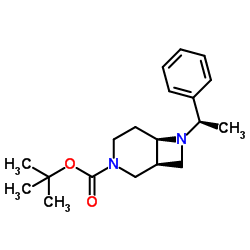 (1S,6R)-3-Boc-7-[(R)-1-苯基乙基]-3,7-二氮杂双环[4.2.0]辛烷结构式