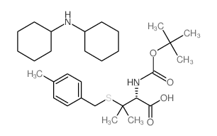 N-叔丁氧羰基-S-(4-甲基苄基)-D-青霉胺二环己基胺结构式