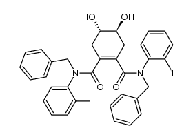 (4S,5S)-N1,N2-dibenzyl-4,5-dihydroxy-N1,N2-bis(2-iodophenyl)cyclohex-1-ene-1,2-dicarboxamide结构式