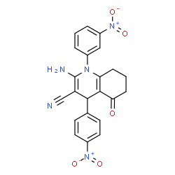 2-amino-1-{3-nitrophenyl}-4-{4-nitrophenyl}-5-oxo-1,4,5,6,7,8-hexahydro-3-quinolinecarbonitrile结构式