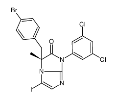 (5R)-5-[(4-bromophenyl)methyl]-7-(3,5-dichlorophenyl)-3-iodo-5-methylimidazo[1,2-a]imidazol-6-one Structure