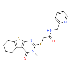 2-((3-methyl-4-oxo-3,4,5,6,7,8-hexahydrobenzo[4,5]thieno[2,3-d]pyrimidin-2-yl)thio)-N-(pyridin-2-ylmethyl)acetamide结构式