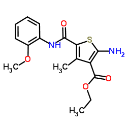 2-AMINO-5-(2-METHOXY-PHENYLCARBAMOYL)-4-METHYL-THIOPHENE-3-CARBOXYLIC ACID ETHYL ESTER结构式