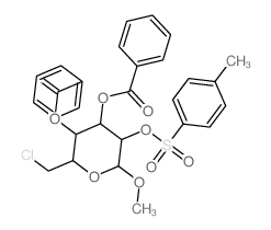 Glucopyranoside, methyl6-chloro-6-deoxy-, 3,4-dibenzoate 2-p-toluenesulfonate, a-D- (8CI) structure