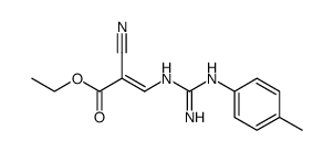 (E)-2-Cyano-3-(N'-p-tolyl-guanidino)-acrylic acid ethyl ester结构式