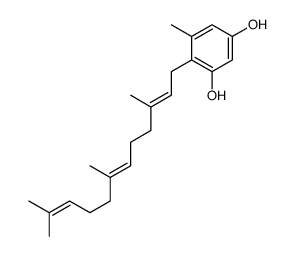 5-methyl-4-(3,7,11-trimethyldodeca-2,6,10-trienyl)benzene-1,3-diol结构式