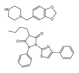 1-(1,3-benzodioxol-5-ylmethyl)piperazine,4-butyl-1-phenyl-2-(4-phenyl-1,3-thiazol-2-yl)pyrazolidine-3,5-dione Structure