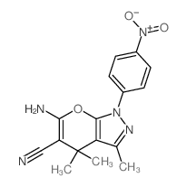 Pyrano[2,3-c]pyrazole-5-carbonitrile,6-amino-1,4-dihydro-3,4,4-trimethyl-1-(4-nitrophenyl)-结构式