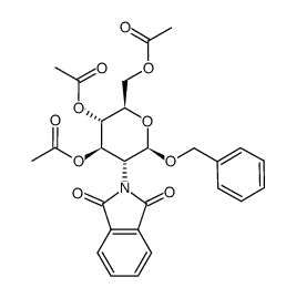 苄基2-脱氧-2-邻苯二甲酰亚胺-3,4,6-三-O-乙酰基-β-D-吡喃葡萄糖苷结构式