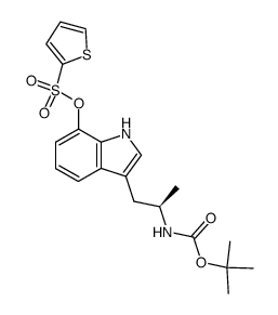 Thiophene-2-sulfonic acid 3-((R)-2-tert-butoxycarbonylamino-propyl)-1H-indol-7-yl ester结构式