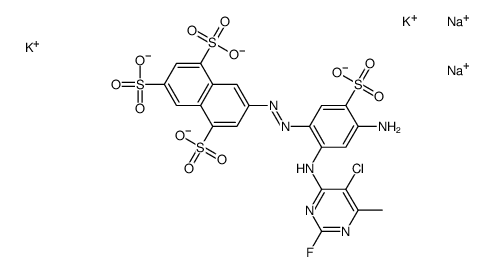 7-[[4-amino-2-[(5-chloro-2-fluoro-6-methyl-4-pyrimidinyl)amino]-5-sulphophenyl]azo]naphthalene-1,3,5-trisulphonic acid, potassium sodium salt结构式