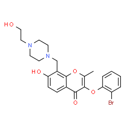 3-(2-bromophenoxy)-7-hydroxy-8-{[4-(2-hydroxyethyl)piperazin-1-yl]methyl}-2-methyl-4H-chromen-4-one Structure