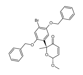 trans-2-(2,5-dibenzyloxy-4-bromophenyl)-6-methoxy-2-methyl-6H-pyran-3(2H)-one结构式