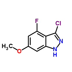 4-FLUORO-6-METHOXY-3-CHLORO (1H)INDAZOLE结构式