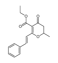 6-Methyl-4-oxo-2-((E)-styryl)-5,6-dihydro-4H-pyran-3-carboxylic acid ethyl ester结构式