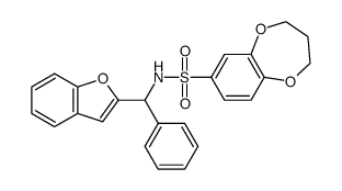 N-(1-benzofuran-2-yl(phenyl)methyl)-3,4-dihydro-2H-1,5-benzodioxepine-7-sulfonamide结构式