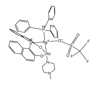 [Ag(OTf)(PPh3)(1-(dinaphtho[2,1-d:1',2'-g][1,3,6,2]dioxathiaphosphocin-4-yl)-4-methylpiperazine)]结构式