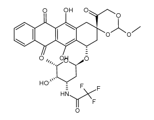 N-((2S,3S,4S,6R)-6-(((2S,4S)-5,12-dihydroxy-2'-methoxy-5',6,11-trioxo-3,4,6,11-tetrahydro-1H-spiro[tetracene-2,4'-[1,3]dioxan]-4-yl)oxy)-3-hydroxy-2-methyltetrahydro-2H-pyran-4-yl)-2,2,2-trifluoroacetamide Structure