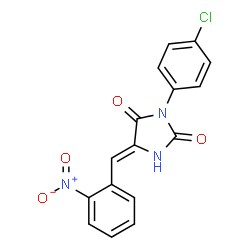 (5Z)-3-(4-chlorophenyl)-5-[(2-nitrophenyl)methylidene]imidazolidine-2, 4-dione Structure