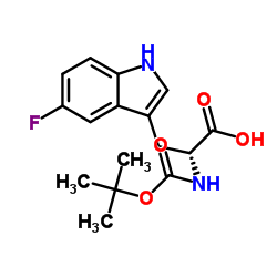 (R)-2-(叔丁氧基羰基)-3-(5-氟-1H-吲哚-3-基)丙酸结构式