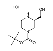 1-Piperazinecarboxylic acid, 3-(hydroxyMethyl)-, 1,1-dimethylethyl ester, hydrochloride (1:1), (3R)- structure