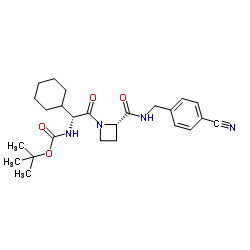 1-[(2R)-N’-Boc-2-amino-2-cyclohexylacetyl]-N-(4’-cyanobenzyl)-2-L-azetidinecarboxamide Structure