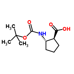 (1S,2S)-2-[(叔丁氧羰基)氨基]环戊烷羧酸结构式