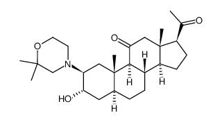 (2β,3α,5α)-3-hydroxy-2-(2,2-dimethyl-4-morpholinyl)pregnane-11,20-dione结构式