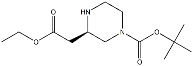 Tert-butyl (R)-3-(2-ethoxy-2-oxoethyl)piperazine-1-carboxylate结构式