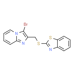 2-(((3-bromoimidazo[1,2-a]pyridin-2-yl)methyl)thio)benzo[d]thiazole structure