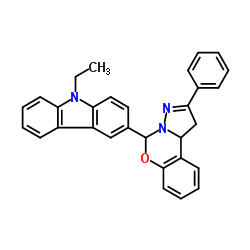 5-(9-Ethyl-9H-carbazol-3-yl)-2-phenyl-1,10b-dihydropyrazolo[1,5-c][1,3]benzoxazine结构式