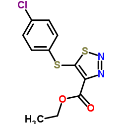 Ethyl 5-[(4-chlorophenyl)sulfanyl]-1,2,3-thiadiazole-4-carboxylate结构式