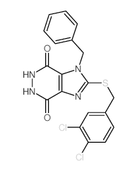 1H-Imidazo[4,5-d]pyridazine-4,7-dione,2-[[(3,4-dichlorophenyl)methyl]thio]-5,6-dihydro-1-(phenylmethyl)-结构式