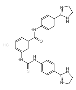 Benzamide, N-[4-(4,5-dihydro-1H-imidazol-2-yl)phenyl]-3-[[[[4-(4,5-dihydro-1H-imidazol-2-yl)phenyl]amino]thioxomethyl]amino]-, dihydrochloride结构式