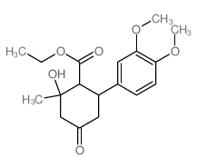 Cyclohexanecarboxylicacid, 6-(3,4-dimethoxyphenyl)-2-hydroxy-2-methyl-4-oxo-, ethyl ester Structure