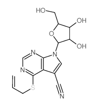 9-[3,4-dihydroxy-5-(hydroxymethyl)oxolan-2-yl]-5-prop-2-enylsulfanyl-2,4,9-triazabicyclo[4.3.0]nona-2,4,7,10-tetraene-7-carbonitrile结构式