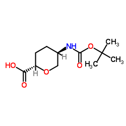 (2S,5R)-5-[(2-methylpropan-2-yl)oxycarbonylamino]oxane-2-carboxylic acid structure