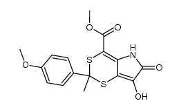2-(4-methoxy-phenyl)-2-methyl-6,7-dioxo-5,6,7,7a-tetrahydro-[1,3]dithiino[5,4-b]pyrrole-4-carboxylic acid methyl ester结构式